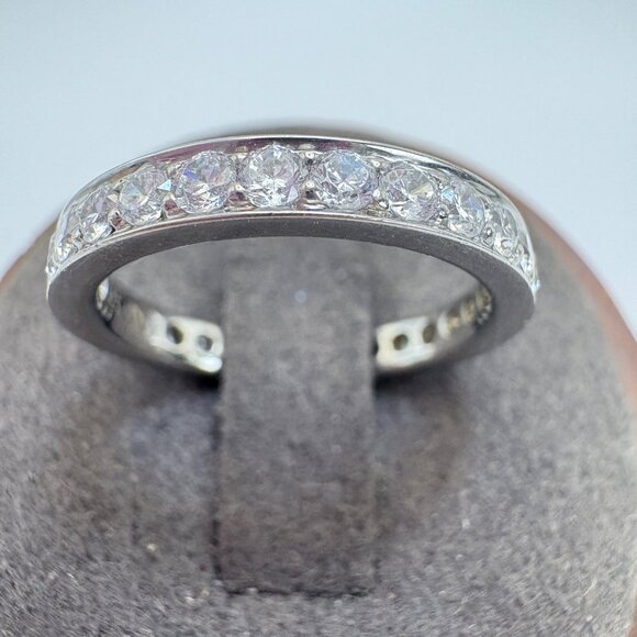 VTG Solid Sterling Silver 925 Cubic Zirconia Pavé Set Statement Ring Size 6.5 - Picture 2 of 9